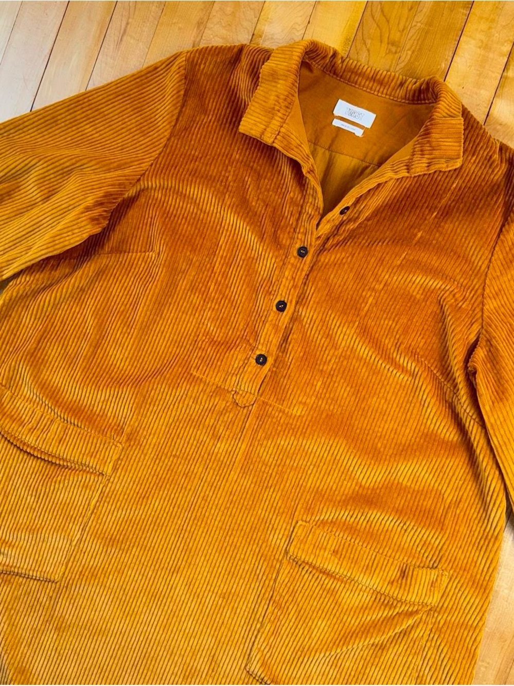 TOAST Womens Size 16 Mustard Yellow Corduroy Tunic Dress Long Sleeve Pocket Midi - Picture 6 of 7